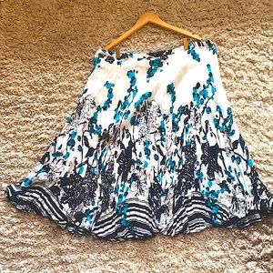 Laura’s white and blue floral skirt